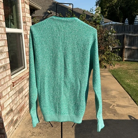 Dache NOS Vintage Paris USA S Vneck Sweater cardigan green white nos
